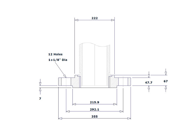 Dimensión de Brida Roscada Clase 600